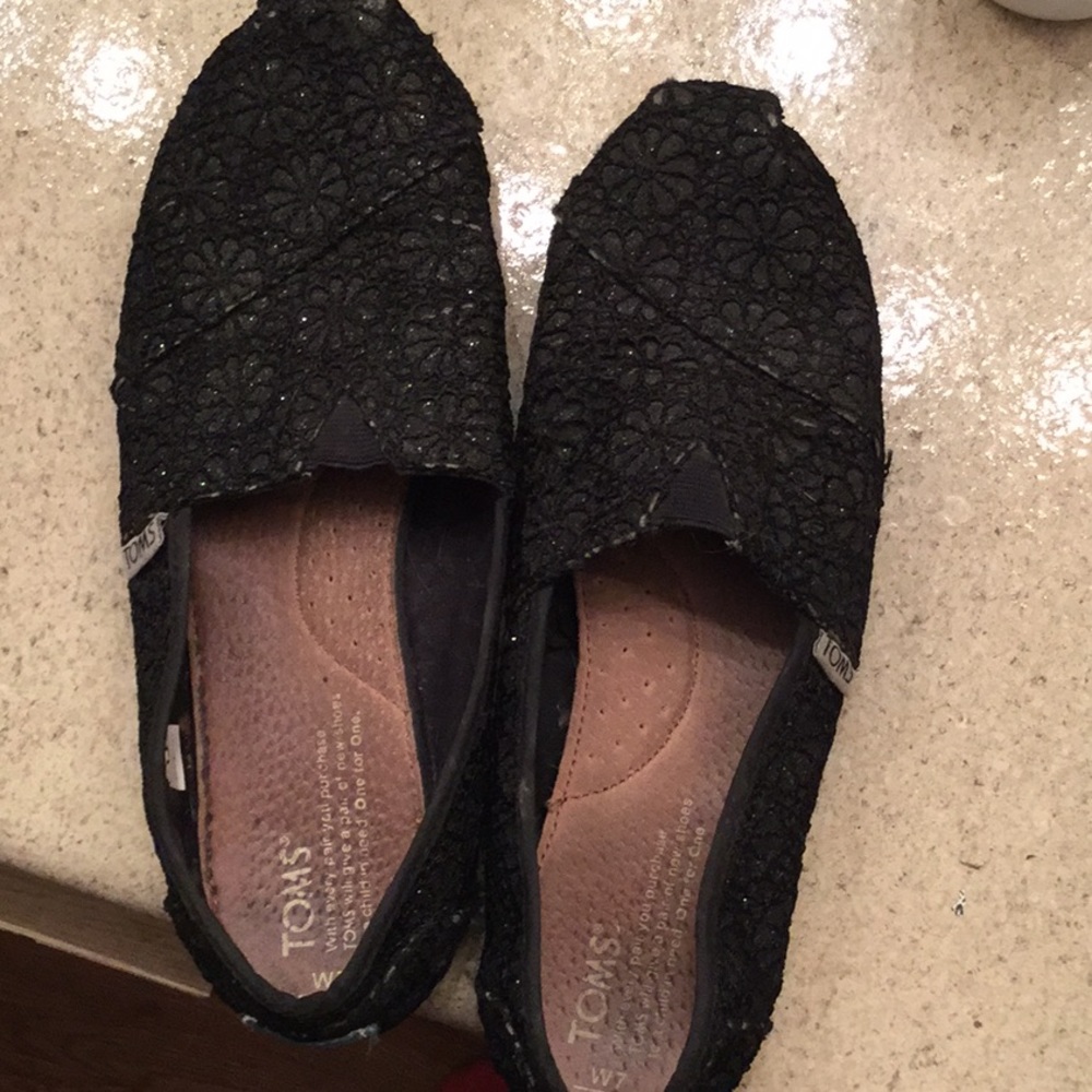Black sparkly TOMS